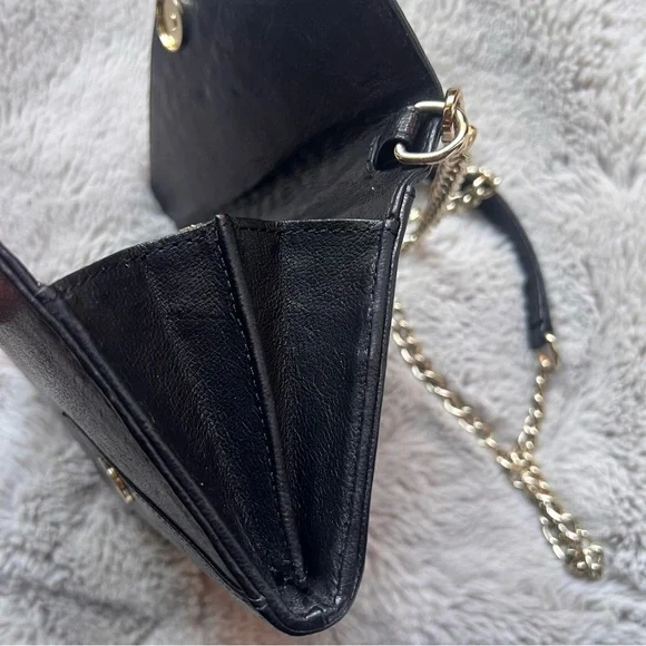 Rebecca Minkoff Crossbody Bag Studded Chain Black Leather Gold Biker Grunge Rock - Picture 7 of 16